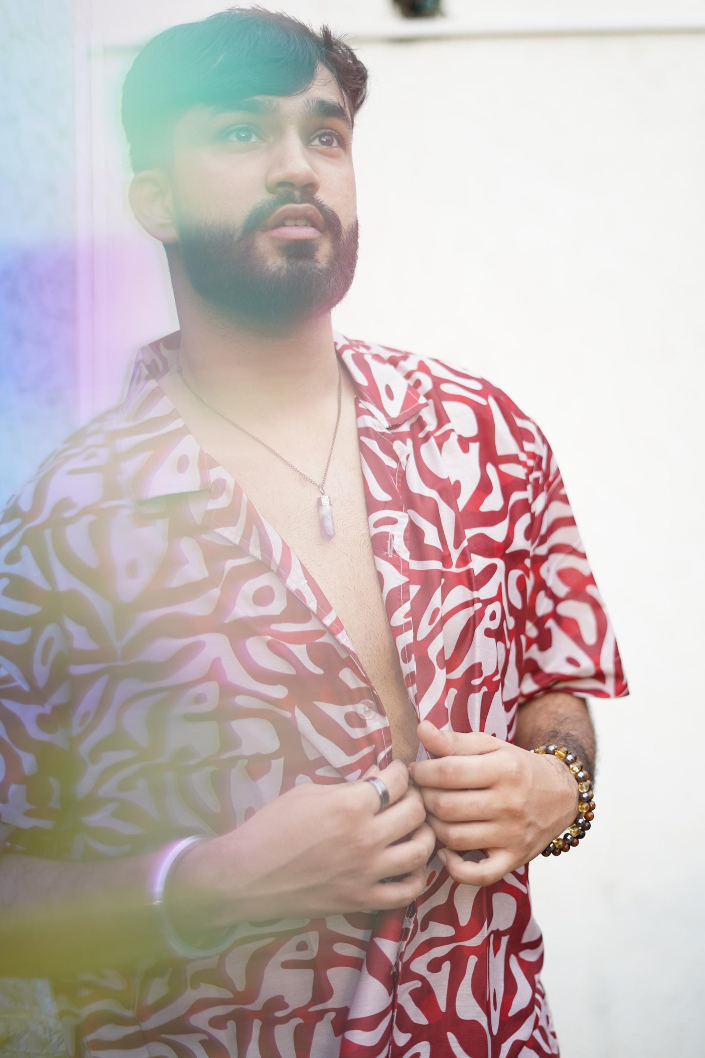 Red & Beige Abstract printed Shirt