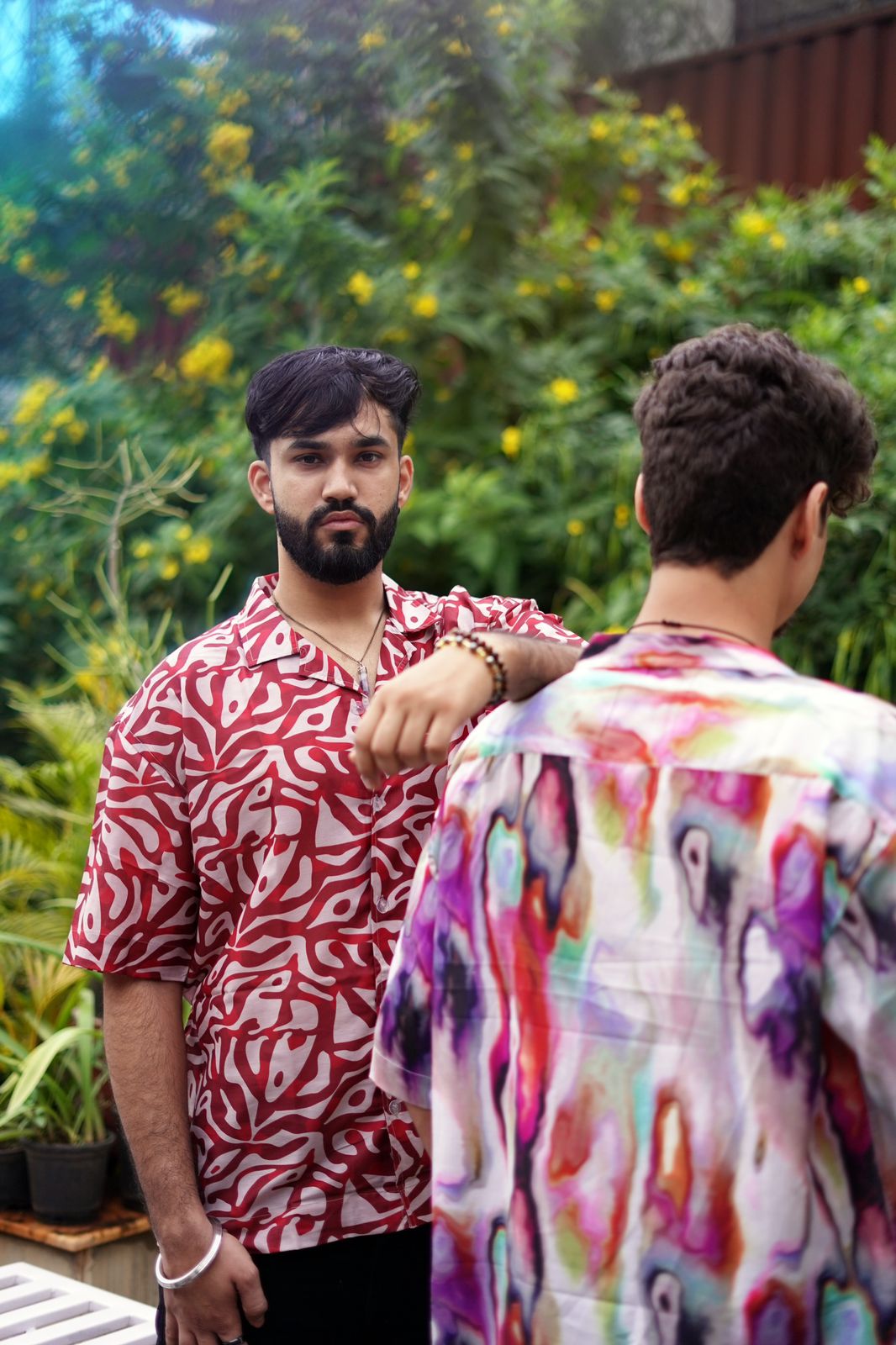 Red & Beige Abstract printed Shirt