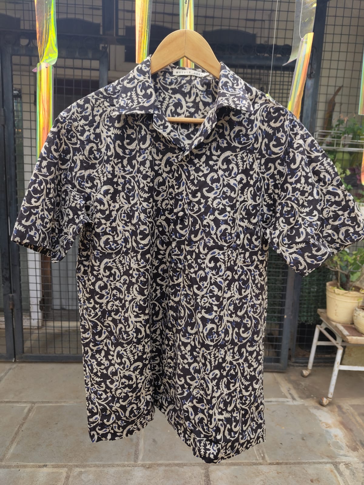 Black floral block printed Shirt