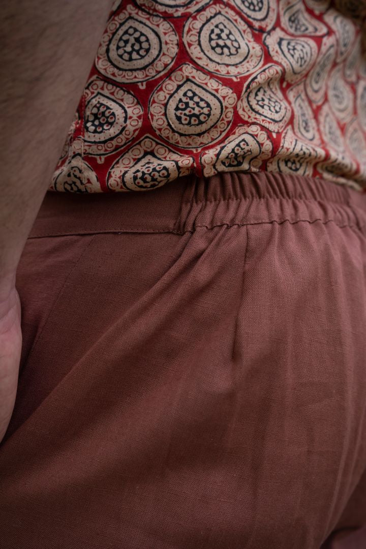 Brown Brick Cotton Shorts