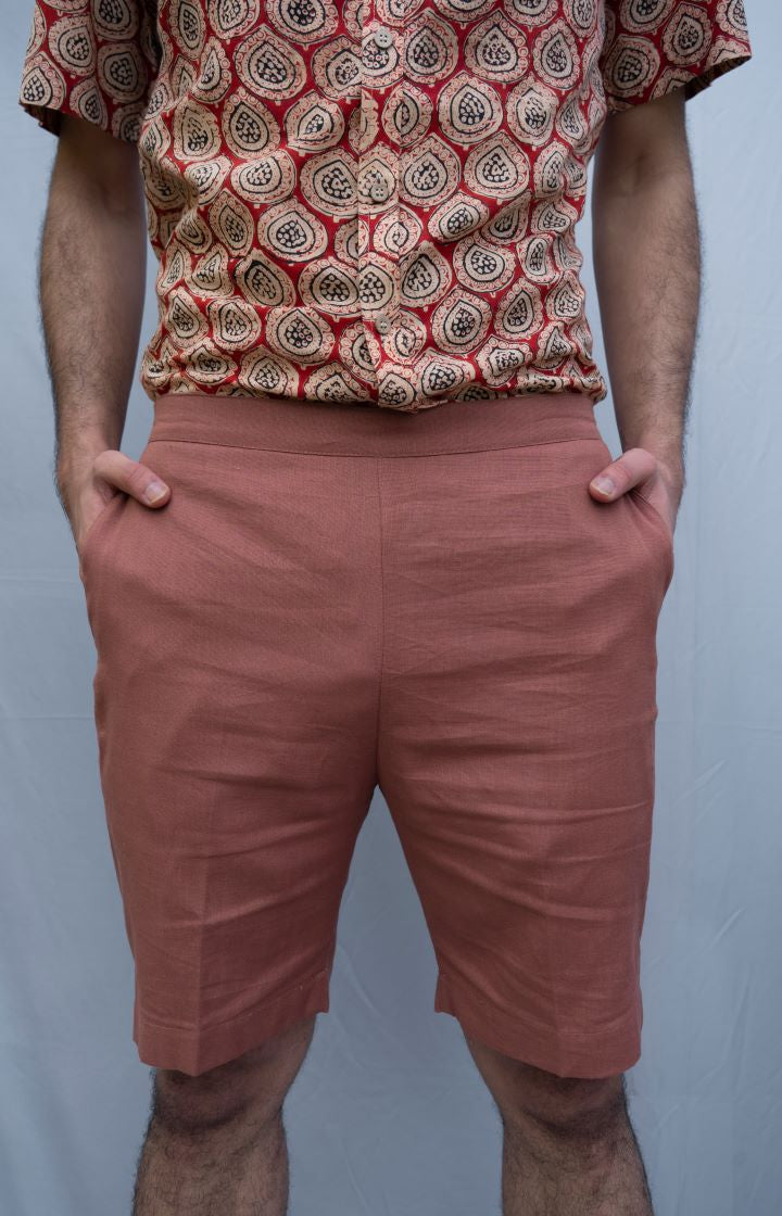 Brown Brick Cotton Shorts
