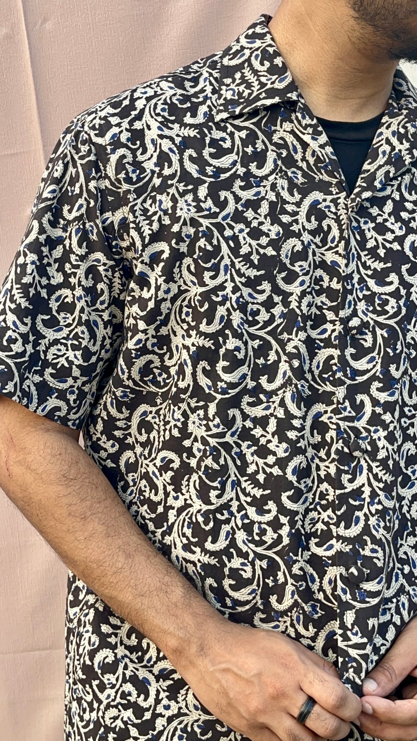 Black floral block printed Shirt