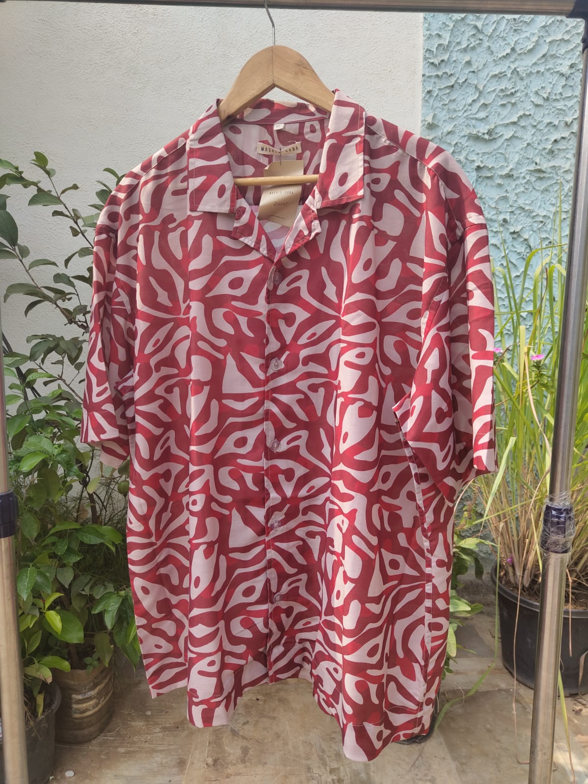Red & Beige Abstract printed Shirt